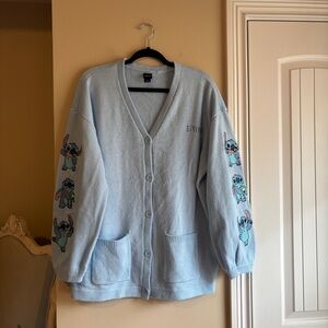 Disney Light Blue Stitch Button-Front Cardigan